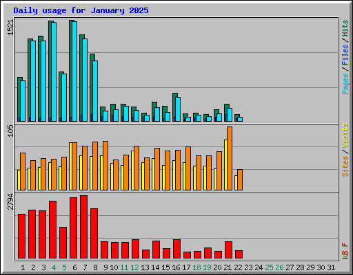 Daily usage for January 2025