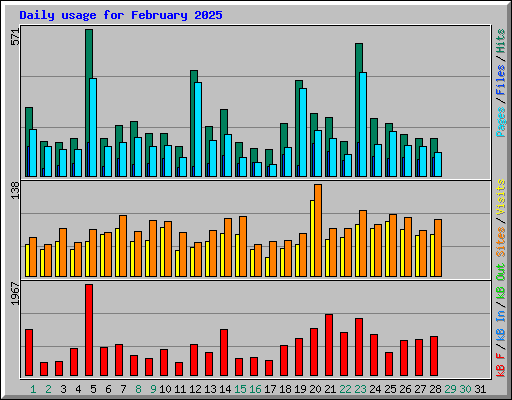 Daily usage for February 2025