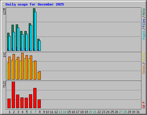 Daily usage for December 2025